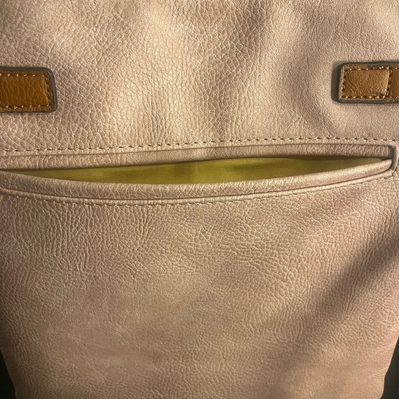 Cute Vegan Leather Pink and Tan Crossbody - Picture 4 of 6